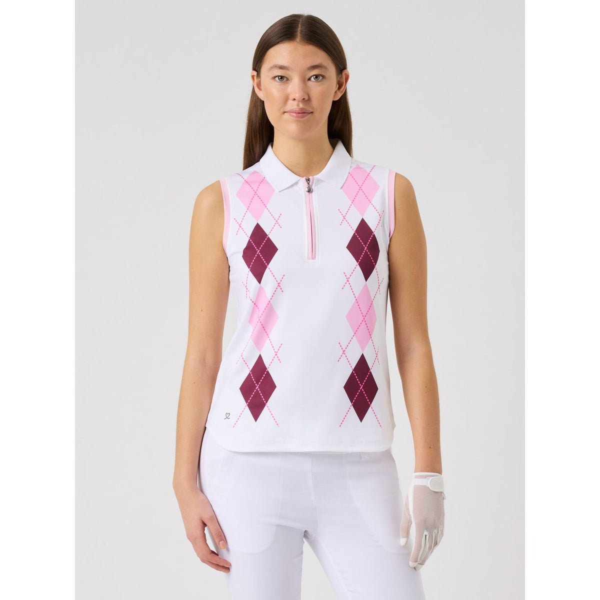 WOMEN'S SLEEVELESS ARGYLE DAILY POLO