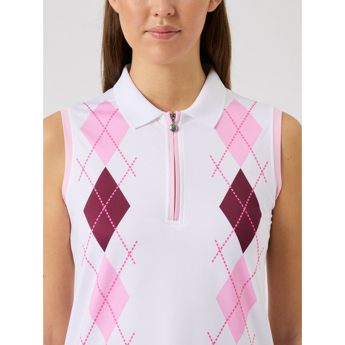 WOMEN'S SLEEVELESS ARGYLE DAILY POLO