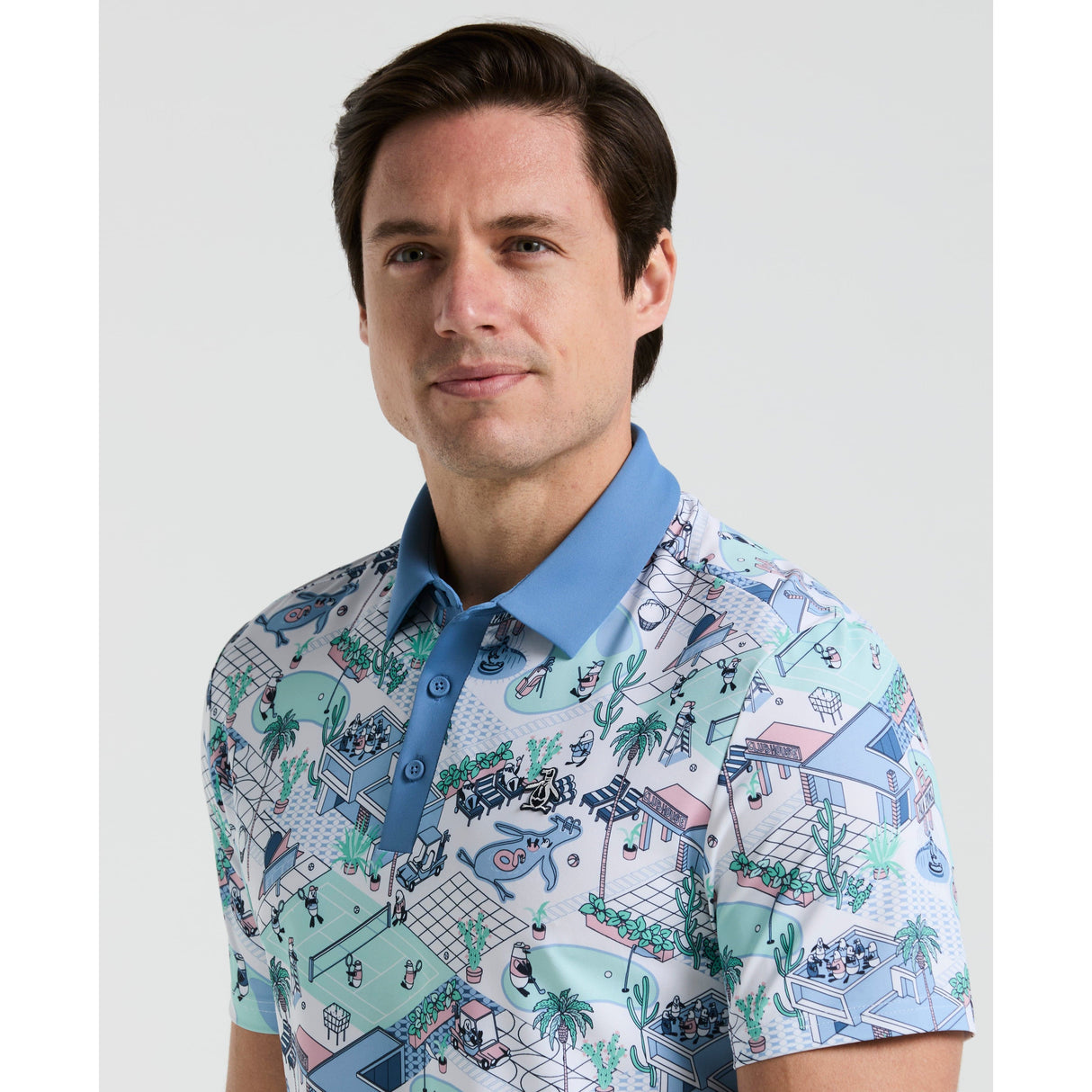 Original Penguin Polo Golf Imprimé Palm Springs All-Over Pour Parcours