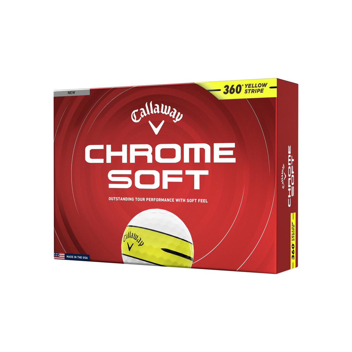 BALLE CALLAWAY CHROME SOFT 26 YELLOW STRIPE 360