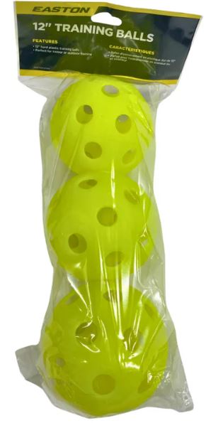 EASTON 12" PLASTIC TRAINING BALLS (12 PACK NEON)