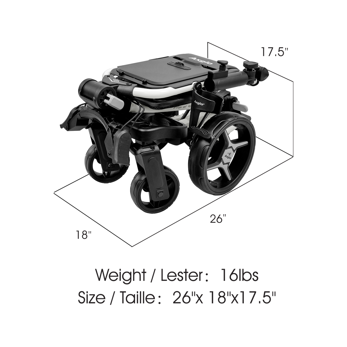 Chariot AXGLO Flip N Go Pro Chariot Pliant Breveté en 1 Étape