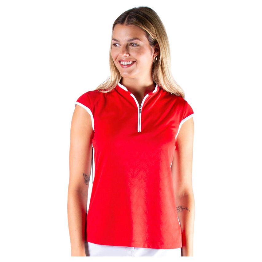 Nivo Polo Brianna Mock Sans Manches À Faux Col Extensible Jacquard