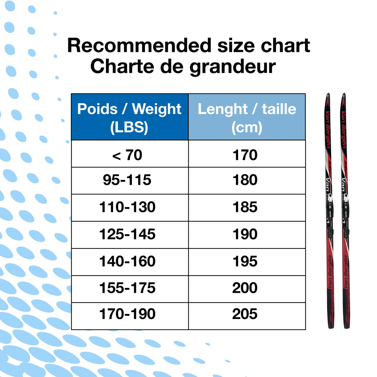 Ensemble de ski de fond Van Bergen – Ski à Peau avec Fixations Rottefella, Bottes VB KP-010 et Bâtons VB