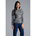 IBKUL ROMINA LONG SLEEVE MOCK ZIP SWEATER