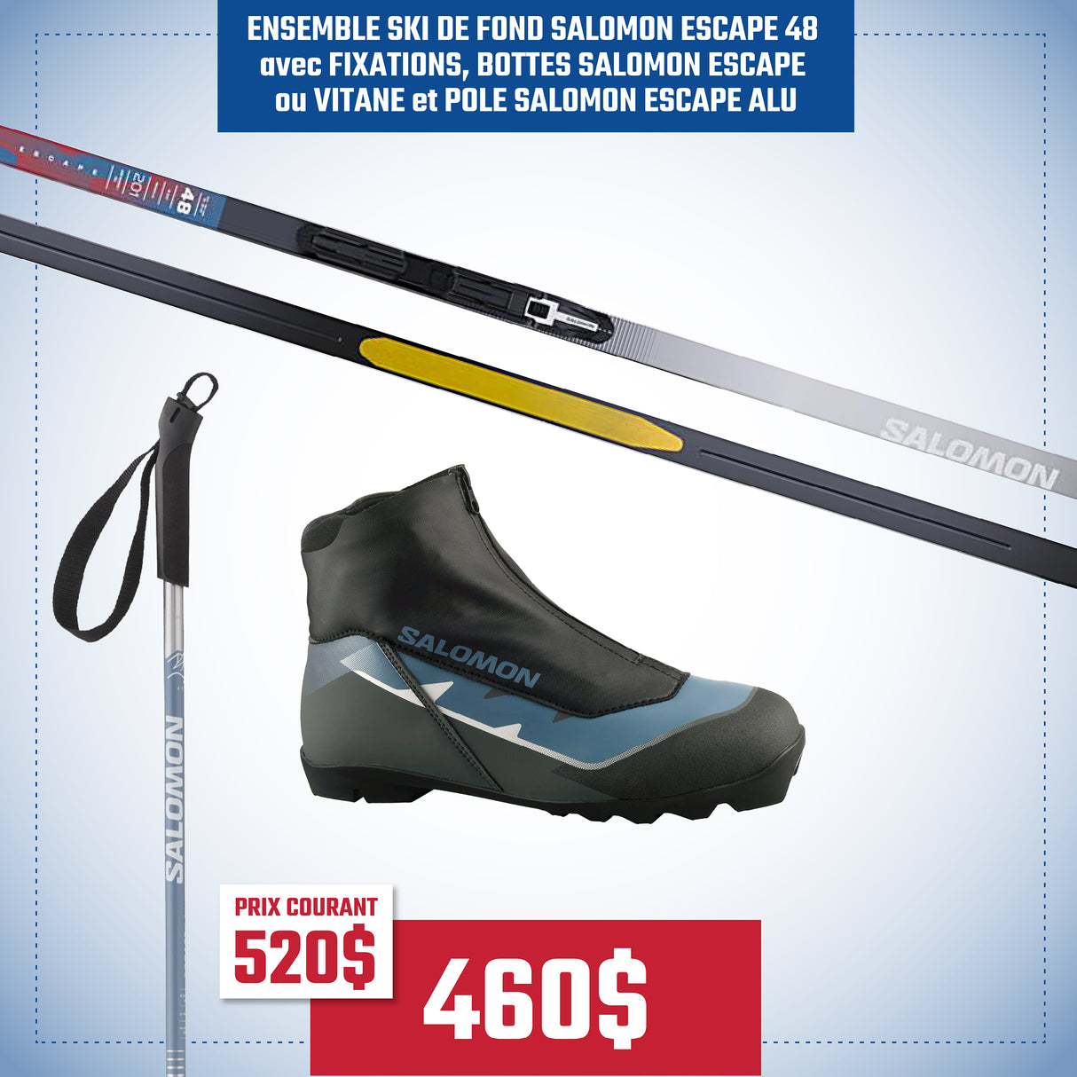 ENSEMBLE SKI DE FOND COMPLET SALOMON ESCAPE 6 SKIN